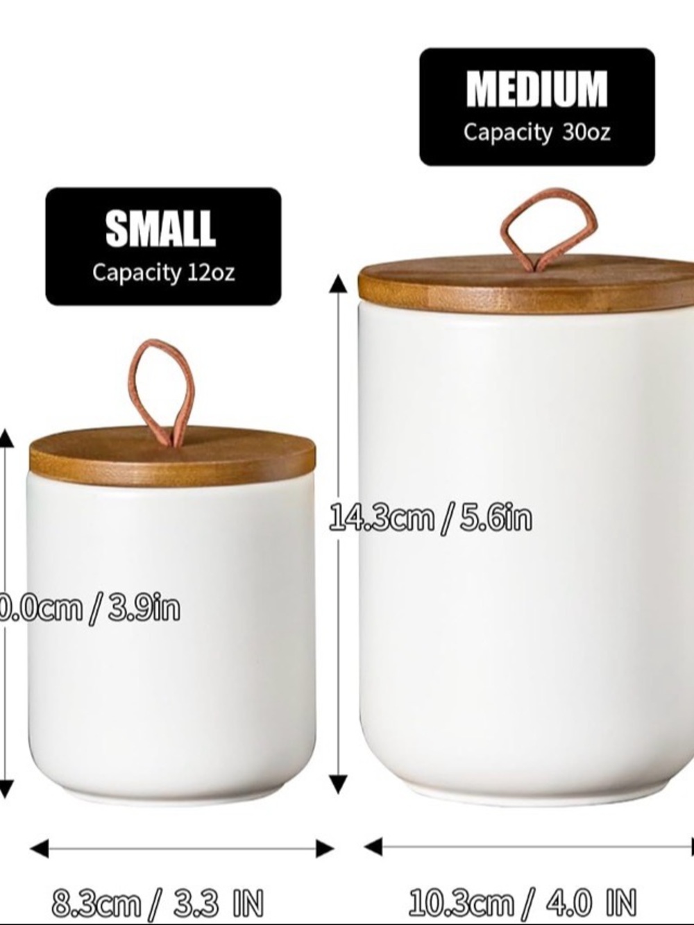 White Ceramic Kitchen Storage Canister with Bamboo Lid (White)